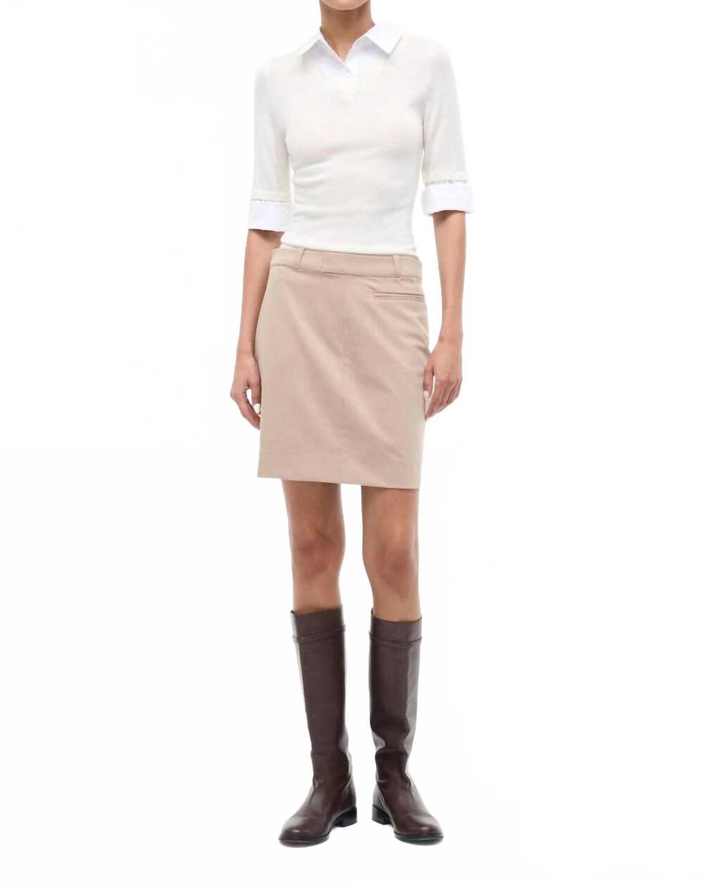 NEW STAUD geo mini dress in cognac ivory